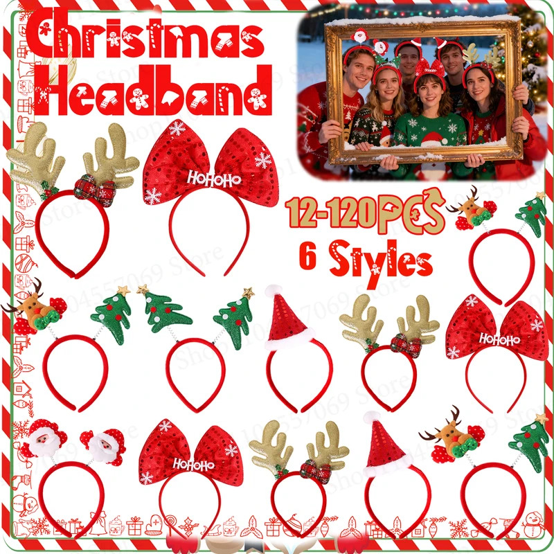 Reindeer Antlers Headband - 12-120 pièces bandeau de noël décorations